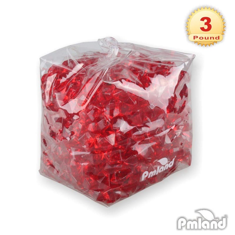 PMLAND Clear Fake Ice Rocks â€“ 550 Pcs Large Red Acrylic Gems Crushed Plastic Diamonds, 3 Lbs / 2.25 Quarts Bulk Vase Filler for CenterpiecesWedding Theme DÃ©cor Aquarium Table Scatter - Image 5
